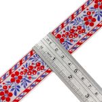 Лента (тесьма) жаккардовая 32.0 мм / 25±1 метров, рис. 9448 Калинка, (11 красный/голубой на белом) С1853Г17