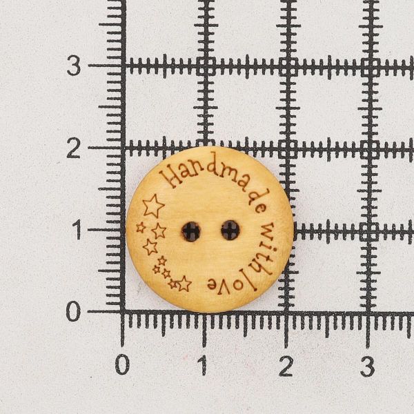 Пуговицы на 2 прокола Handmade 32L (20мм), дерево (Yellow (желтый)), W21, 36 шт