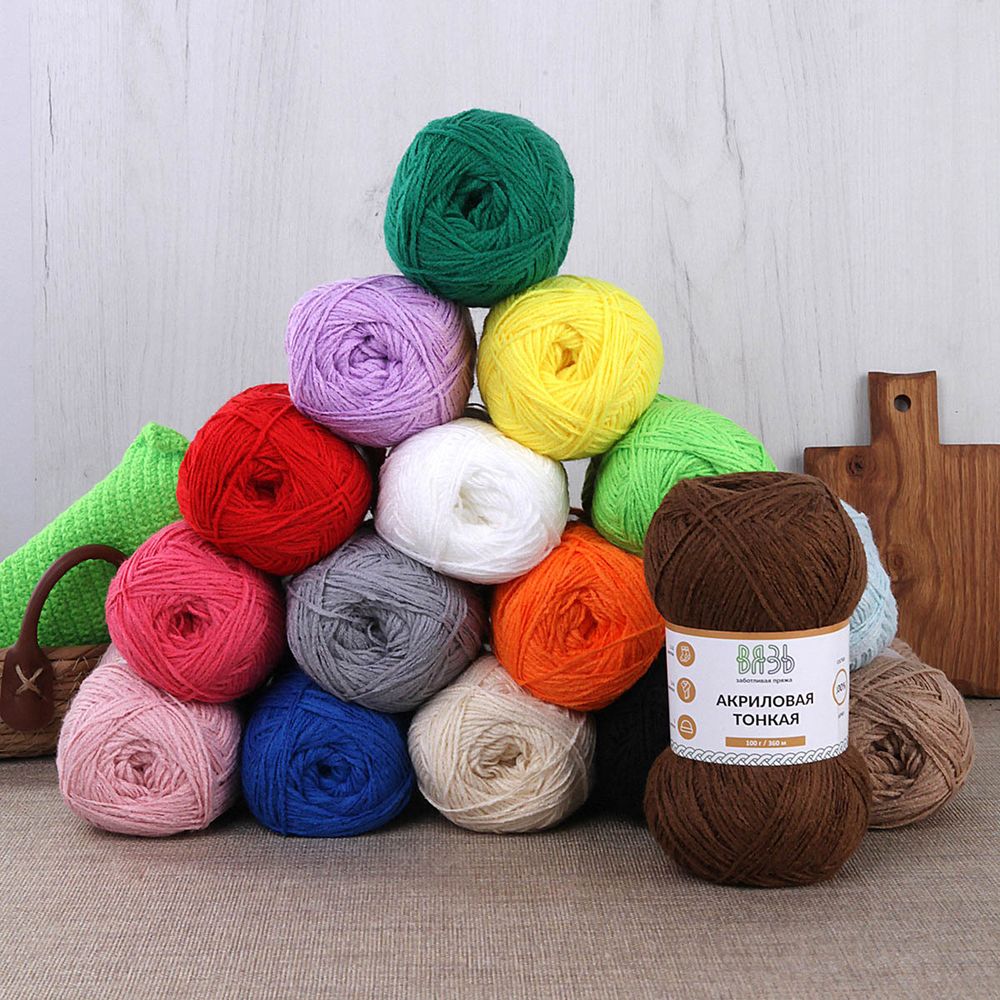 Пряжа Вязь Акриловая тонкая / уп.3 мот. по 100 г, 360 м, 340 желтый