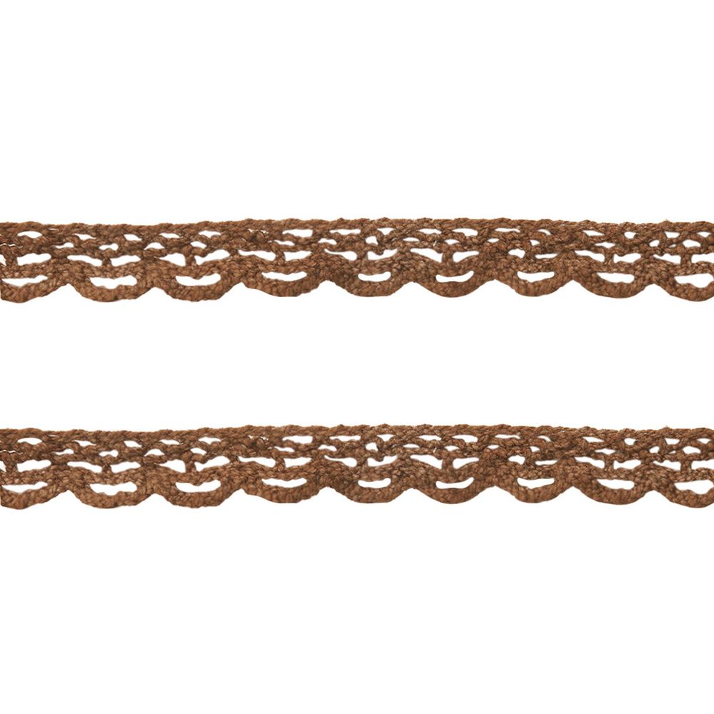 Кружево вязаное (тесьма) хлопковое 10 мм / 9.14 метров, C092 коричневый