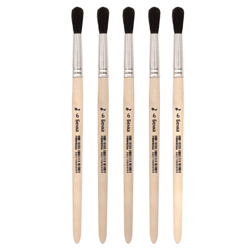 Кисть белка круглая (ученическая) №6,10 шт