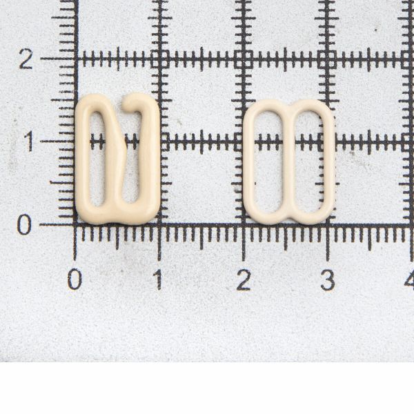 Набор крючки + регуляторы для бюстгальтеров металл 12.0 мм, (12 крюч., 6 регул.), телесный