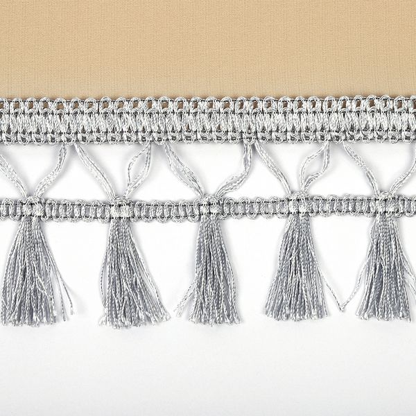 Бахрома отделочная 70.0 мм / 10 метров, с кисточками, 6154-0419, 6474 серебро