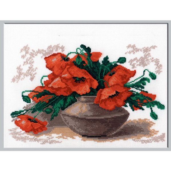 Набор для вышивания нитками РС Студия, Маки 33х19 см