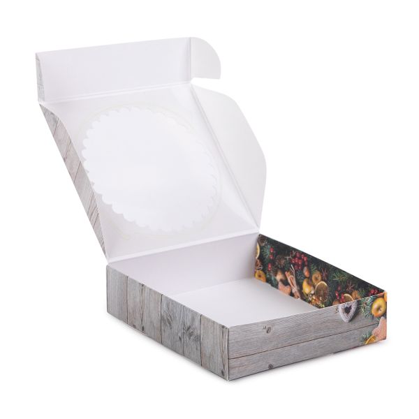 Коробка с окном для печенья 11.5х11.5х3 см, №2 Новогодний аромат, S-Chief CBC-005