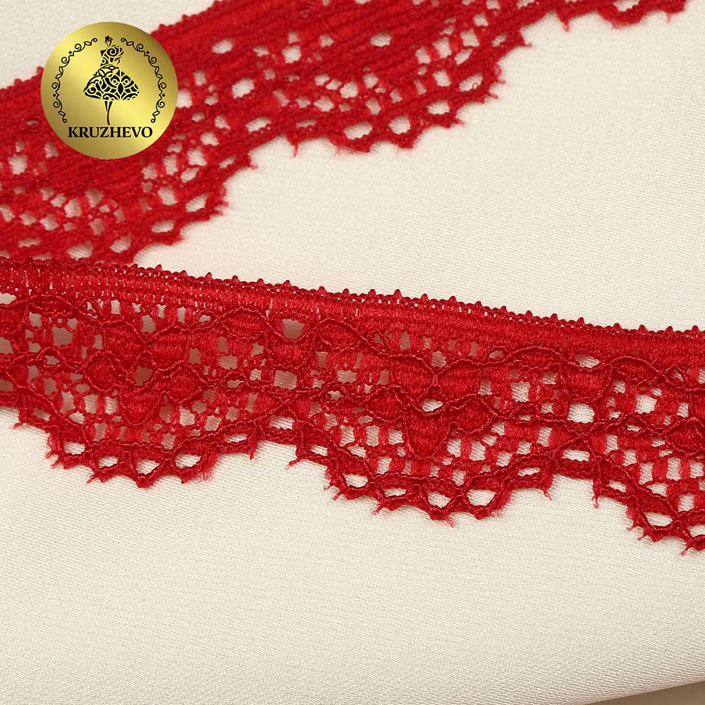 Кружево эластичное (стрейч) 15 мм, TBY.8031, L101 т.красный, 50м, Kruzhevo