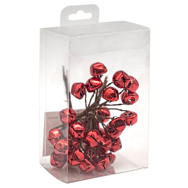 Бубенчики 15 мм, 30 шт, на ветке, красные