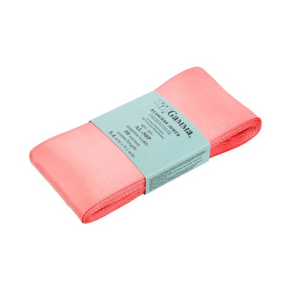 Лента атласная 1-сторонняя 50.0 мм / 5 шт по 5.4 метра, №110 розовый, Gamma AL-50P