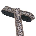 Лента (тесьма) жаккардовая 33.0 мм / 10±0.5 метров, черный/серебро, 3AR2681