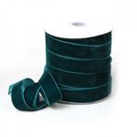Лента бархатная (тесьма) 20.0 мм / 22.86±1 метров, арт.20VR39 нейлон цв.т.зеленый