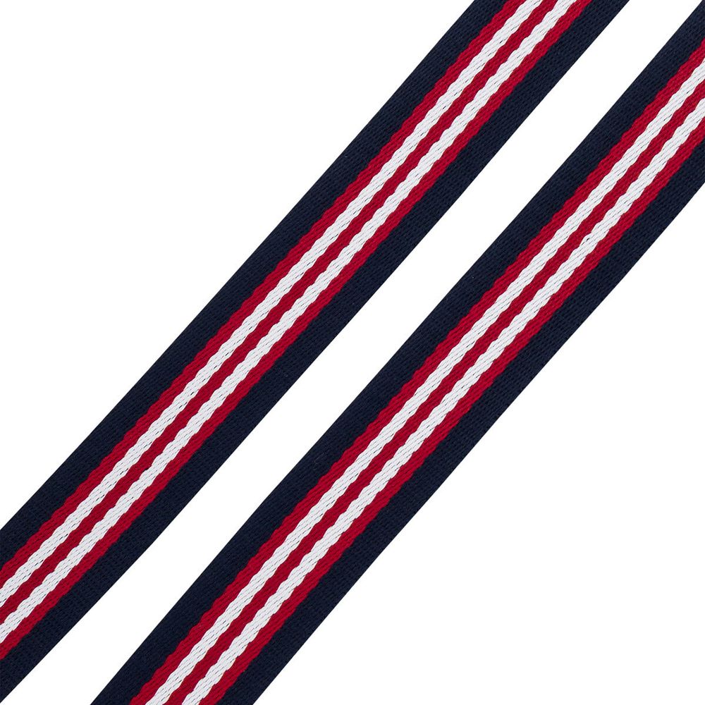 Стропа (ременная лента) 30 мм / 3 метра, [25 г/пог.м], с принтом 2-сторонняя, 1253 красный/белый/синий, 3Al361