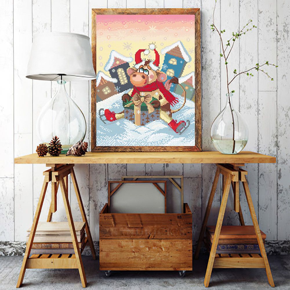 Алмазная (кристальная) мозаика Фрея, Бычок, 30х40 см