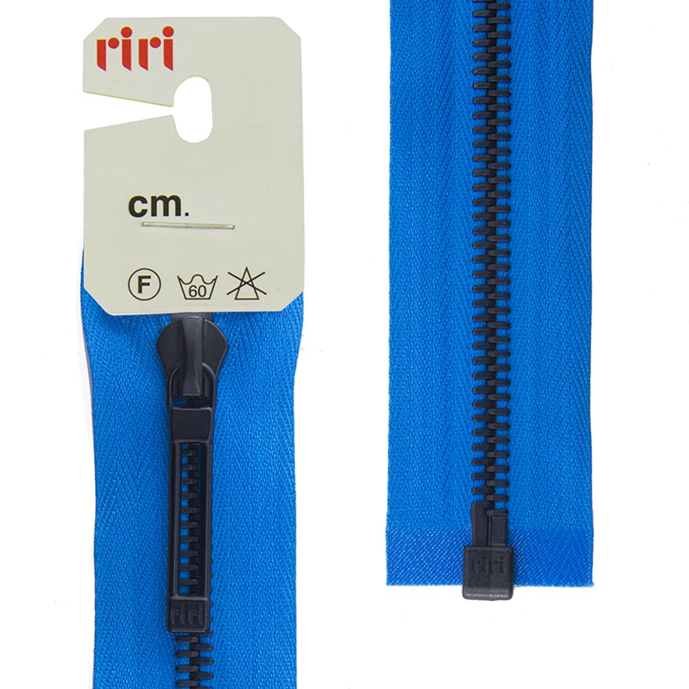 Молния металлическая карман. RIRI Т6 (6 мм) BI, слайд.Stab, н/раз., 18 см, цв. тесьмы 2652, лазурный, упак. 5 шт