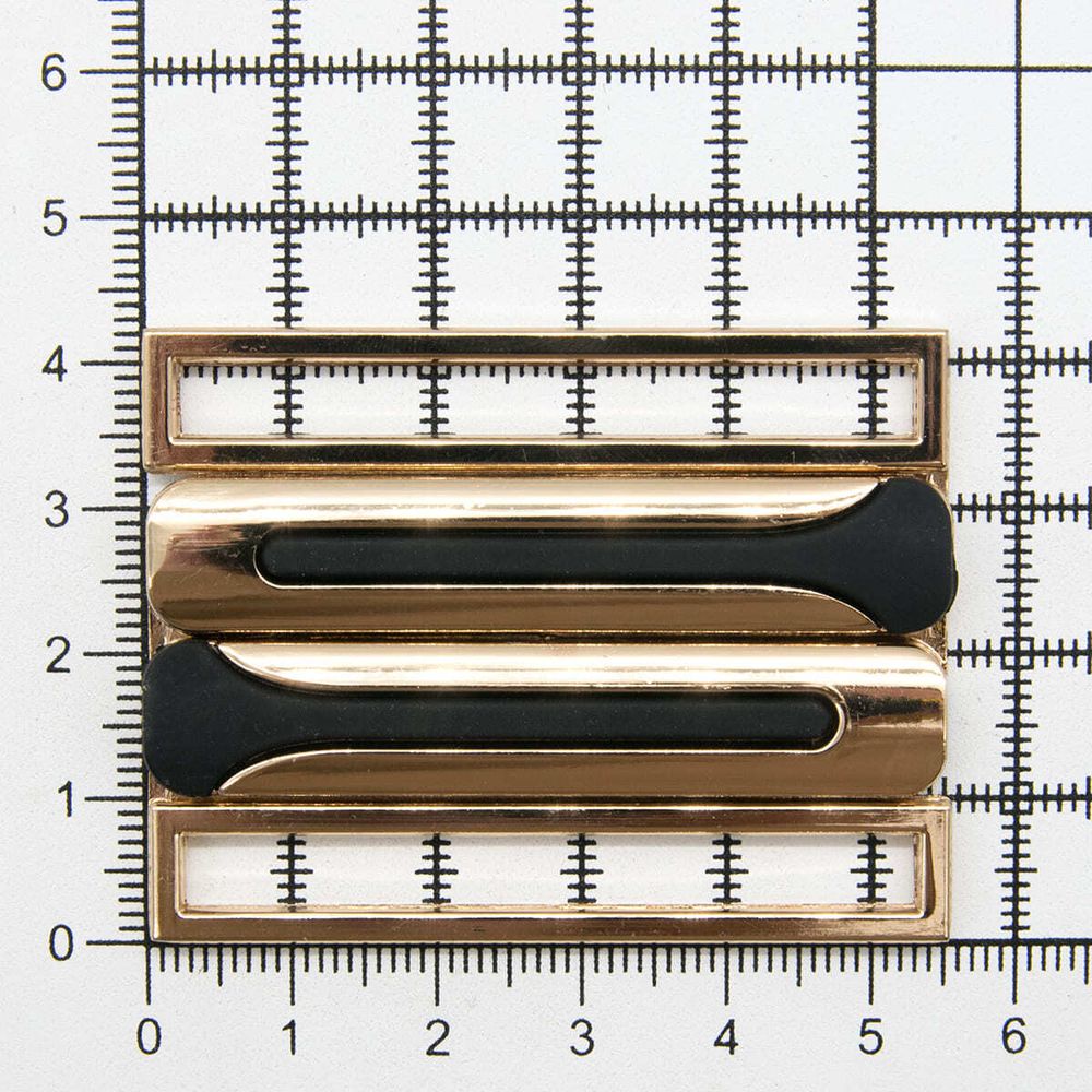 Пряжка ременная металл 50 мм (золото+черный), 4 шт