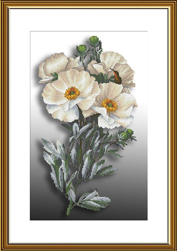 Набор для вышивания нитками Нова Слобода, Альпийские маки 20х34 см