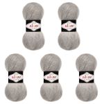 Пряжа Alize (Ализе) Mohair Classic New / уп.5 мот. по 100 г, 200м, 990 пепельный беж