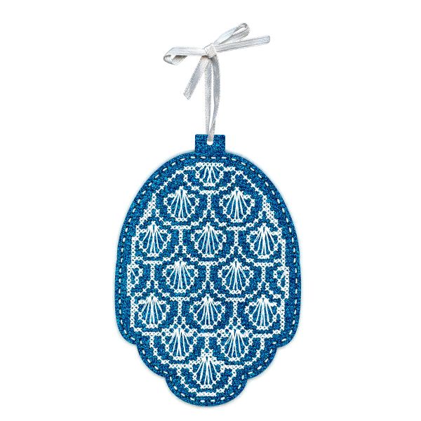 Набор для вышивания нитками МП Студия Т-1086, на фетре Новогодняя игрушка Зимняя шишка, 14х10 см