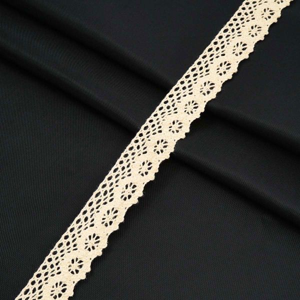 Кружево вязаное (тесьма) 25 мм / 13.72 метра, лён, бежевый, D134