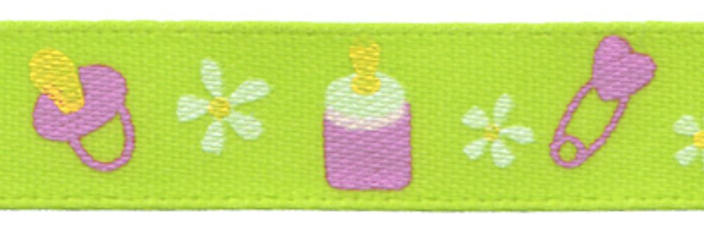 Лента атласная с рисунком 10 мм, 22.8 м, B14/089 baby/св.салатовый, Gamma ALP-103
