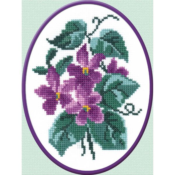 Набор для вышивания нитками РС Студия, Фиалки 16х12 см