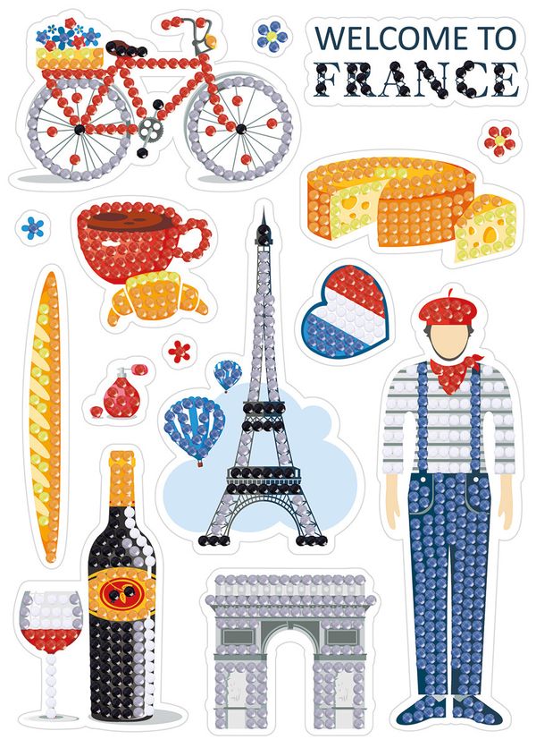 Алмазная (кристальная) мозаика Фрея, наклейки Франция, 14х19.5 см
