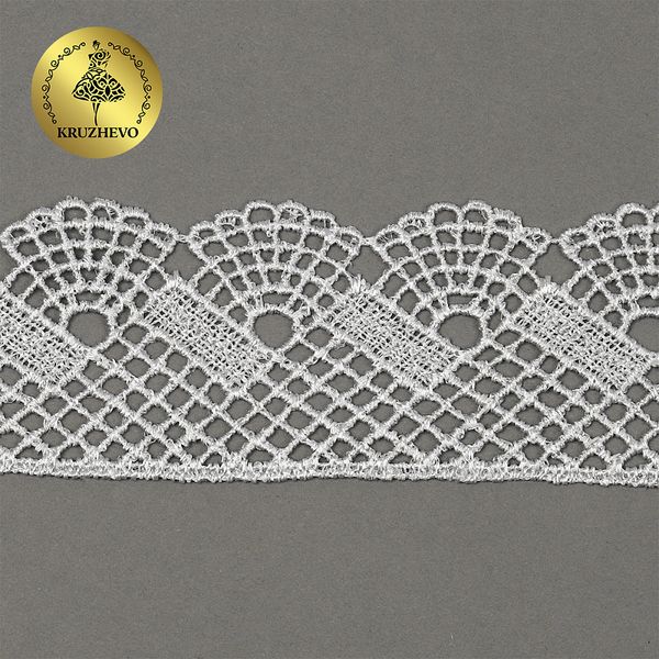 Кружево гипюр (плетёное) 45 мм, диз. 148, цв.04 св.серый, уп. 9 м, Kruzhevo