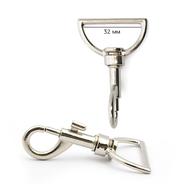 Карабин металл 32.0 мм (in), AX04.3, цв. никель уп. 10 шт