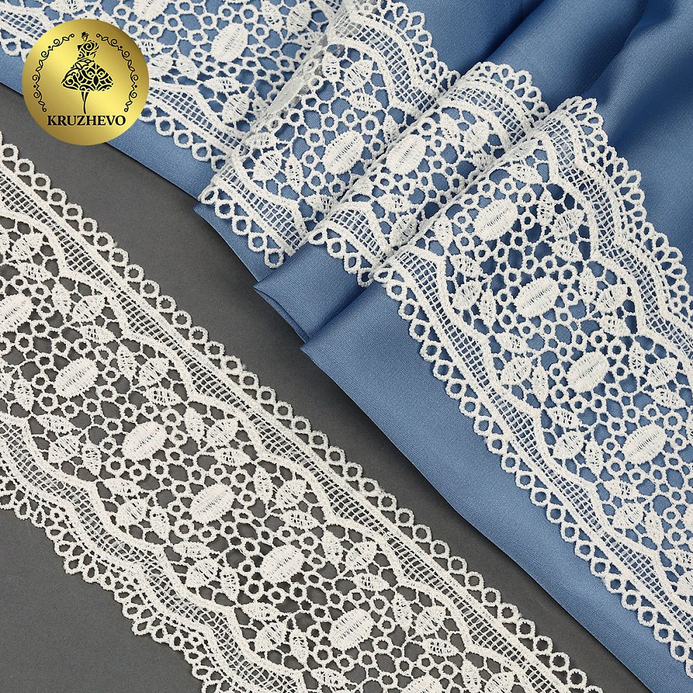 Кружево гипюр (плетёное) 80 мм, матовая нить TBY.0618, цв.F102 молочный уп.13.71м, Kruzhevo