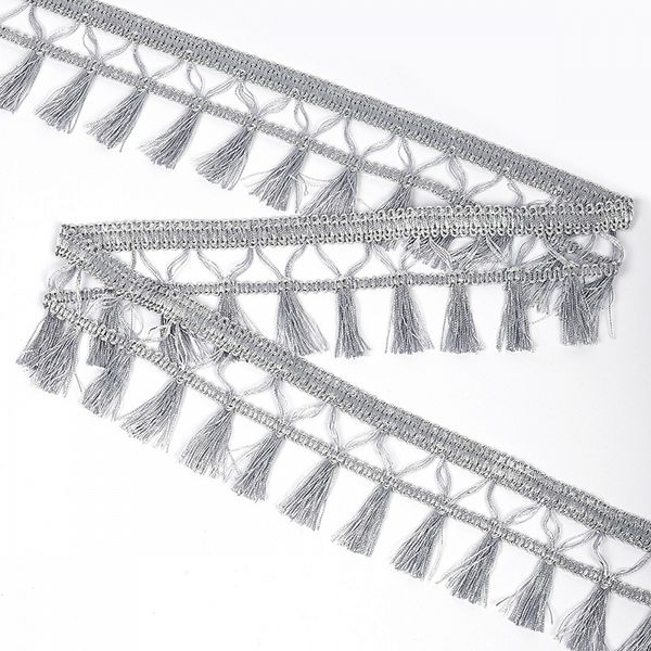 Бахрома отделочная 70.0 мм / 10 метров, с кисточками, 6154-0419, 6474 серебро
