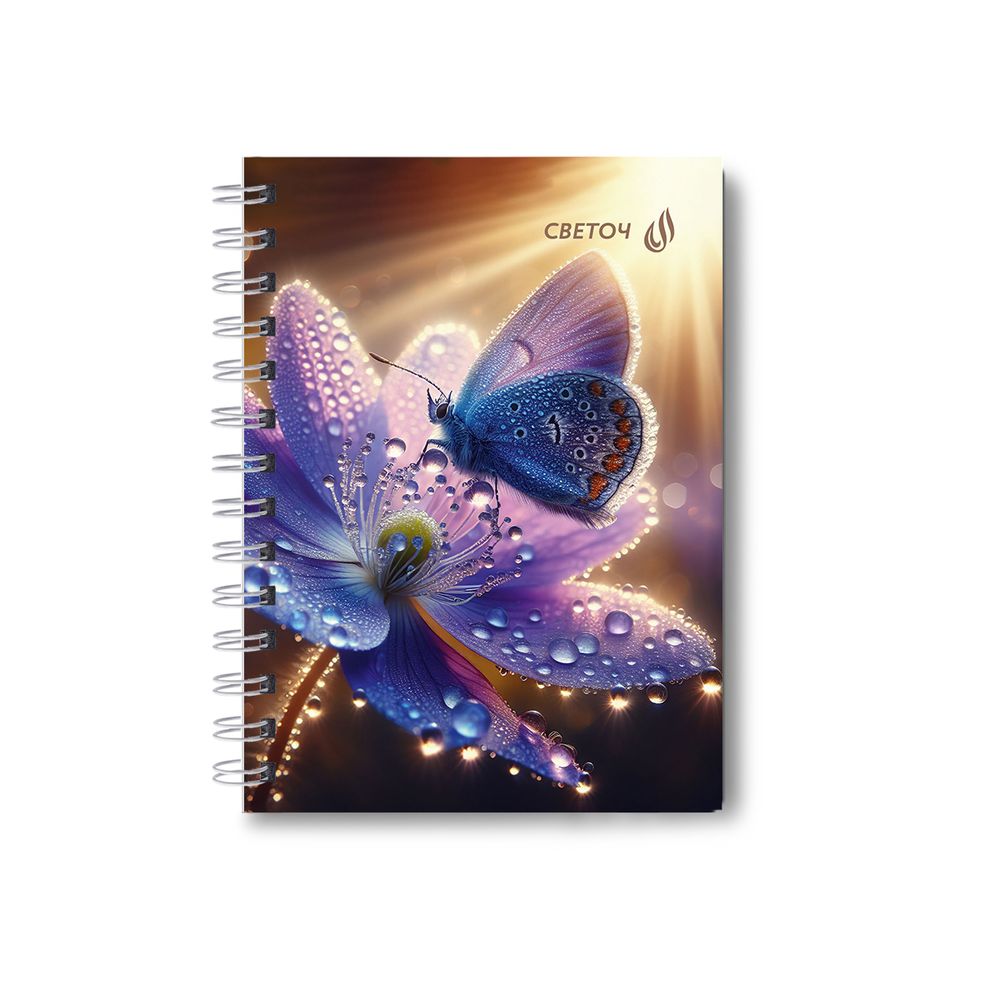 Записная книжка с твердым переплетом, глянцевая ламинация, на гребне A6 80 л. 4 шт клетка, Встреча на рассвете 01587, ЗК221 Светоч