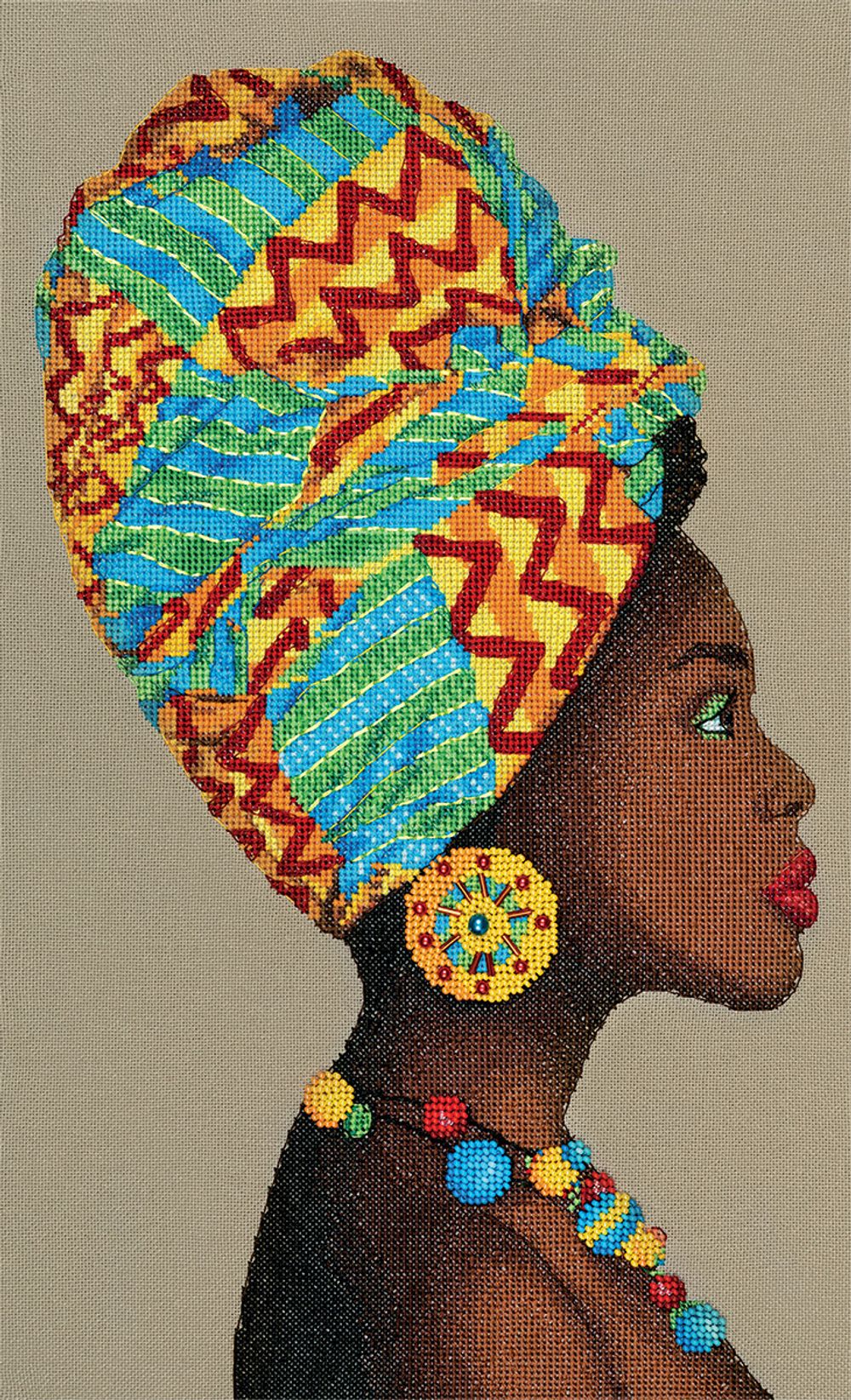 Набор для вышивания нитками Panna Золотая серия NM-7418, Африканка, 26х42 см