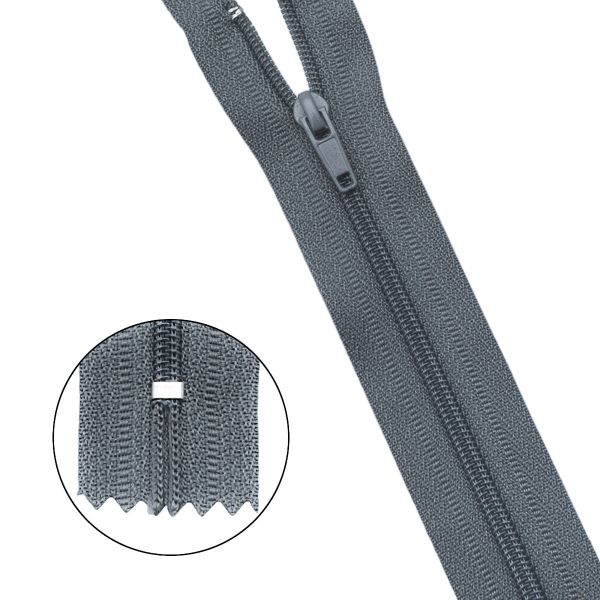 Молния спираль (витая) брючная Т4 (4 мм) 1 зам., н/раз., 20 см, автомат, цв.275 серый, 10 шт