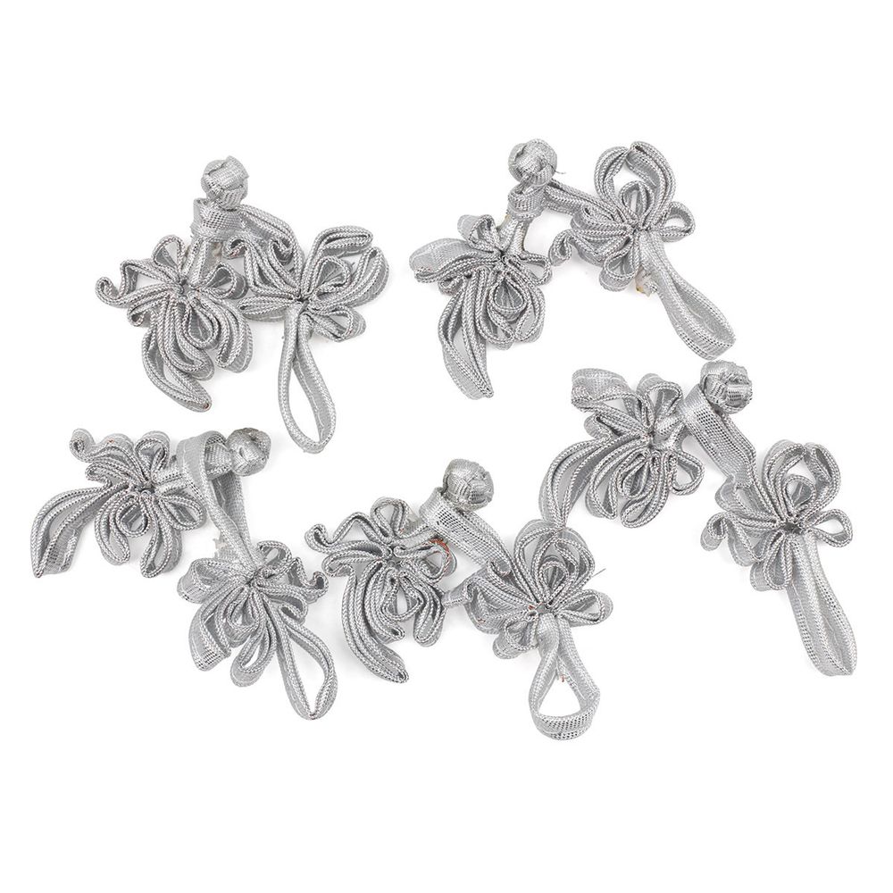 Сутажная застежка, 9 см (серебро), NO.3, 5 шт