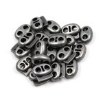 Фиксатор (зажим) для шнура металл плоский, 2 отв., 18х15 мм, (in ⌀4,4 мм), мет. цв.т.серебро, 20 шт