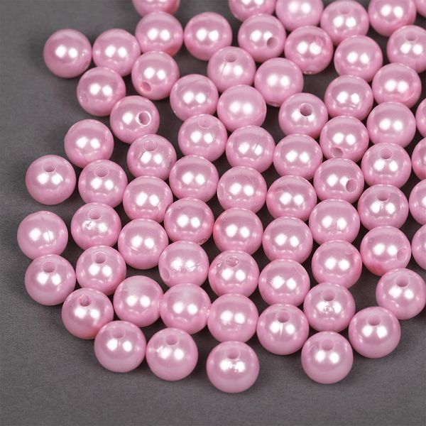 Бусины пластик (перламутр) ⌀10 мм, цв.015 розовый, уп.500г (960 шт), Magic4Hobby