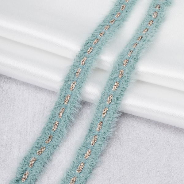 Тесьма отделочная твидовая 20 мм / 82.29 метра, пушистая с люрексом, голубой, 3Al287