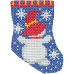 Набор для вышивания нитками Klart, Носочек со снеговиком, 6х8,5 см