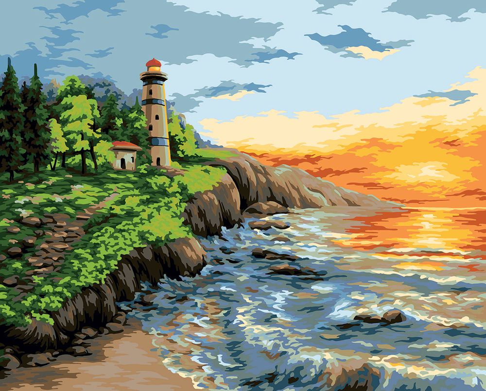 Картина по номерам Фрея PNB/PL-232, Маяк на закате, 50х40 см