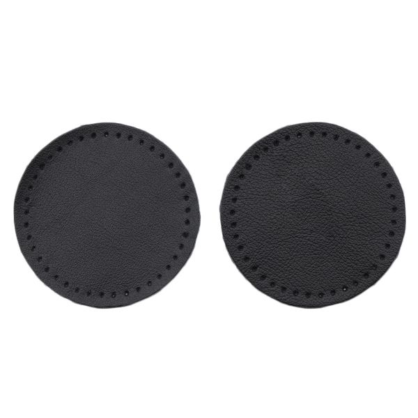 Заплатки пришивные из кожи, круг ⌀6см с перфорацией, 2 шт, 100% кожа, 01 черный, 9111