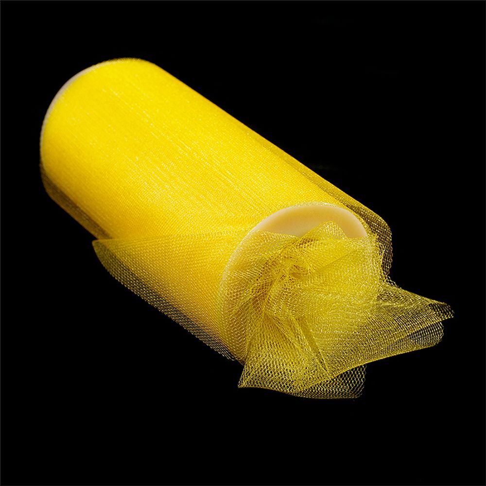 Фатин на шпульке блестящий, средняя жесткость, 100% нейлон, 150 мм цв. 09 желтый, 22.86м
