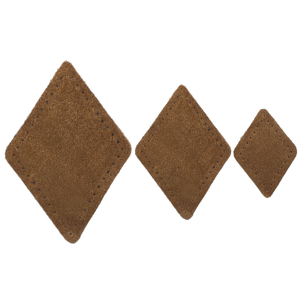 Набор заплаток пришивных из замши, ромб 4х5,6см, 6х8,4см, 8х11,2см, с перфорацией, 3 шт (32 кэмел), 59405