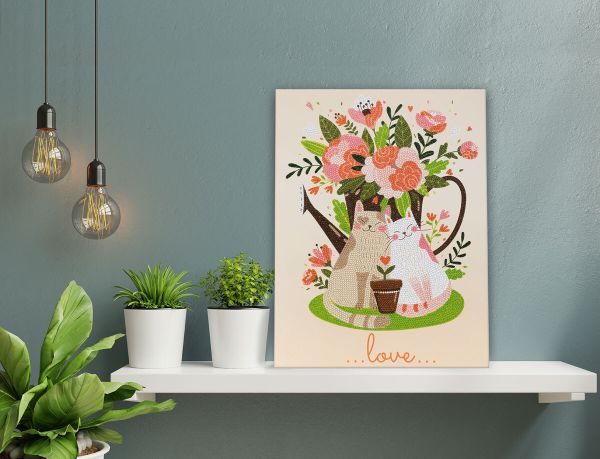 Алмазная (кристальная) мозаика Фрея ALBP-308, постер Цветы и котики, 30х40 см