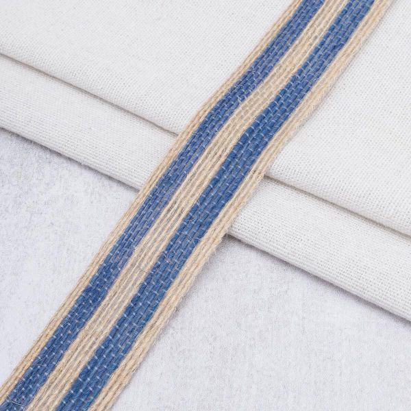 Тесьма отделочная джутовая 30 мм / 20 метров, 1-Н06 синий, 23502