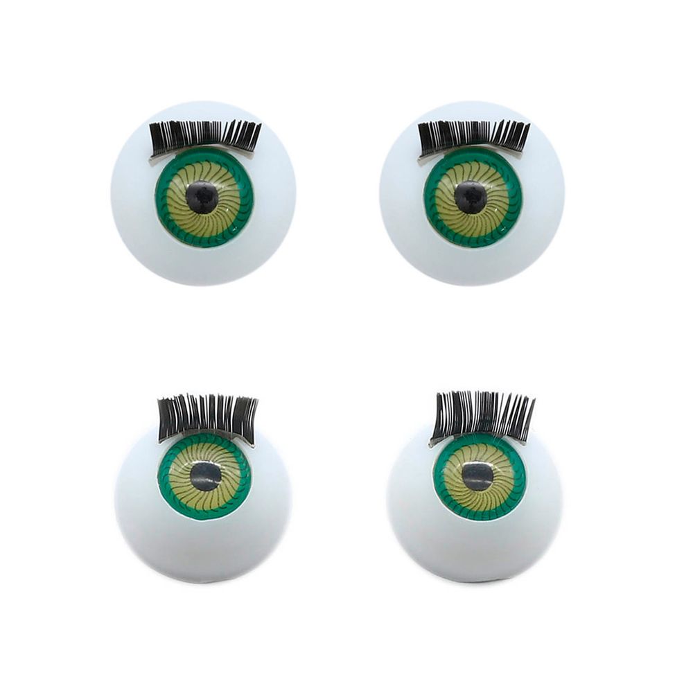Глаза для кукол и игрушек с ресничками круглые 16 мм, 4 шт в упак, зеленый