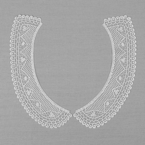 Пришивной кружевной воротник гипюр арт.TR.12GY82 21х6см цв.01 белый уп.50 комп, Kruzhevo
