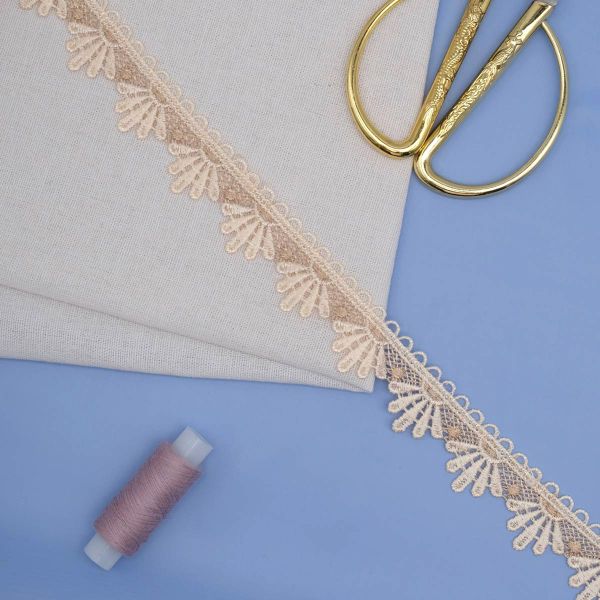 Кружево гипюр (плетёное) 30 мм / 13.7 метров, (интерьерное) бежевый, 3AR2339