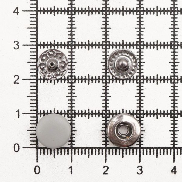 Кнопка Альфа (S-образная) ⌀10.0 мм, ≈1440 шт, МЕТАЛЛ, эмаль, 523 св.серый матовый + отв.части чер.никель, ВТ-2, NEW STAR