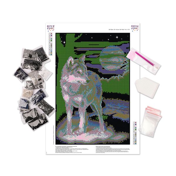 Алмазная (кристальная) мозаика Фрея, Волк, 46,5х31,5 см