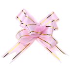 Бант бабочка 1,7х34см, 10 шт в упак, розовый золотая полоса, 10 шт