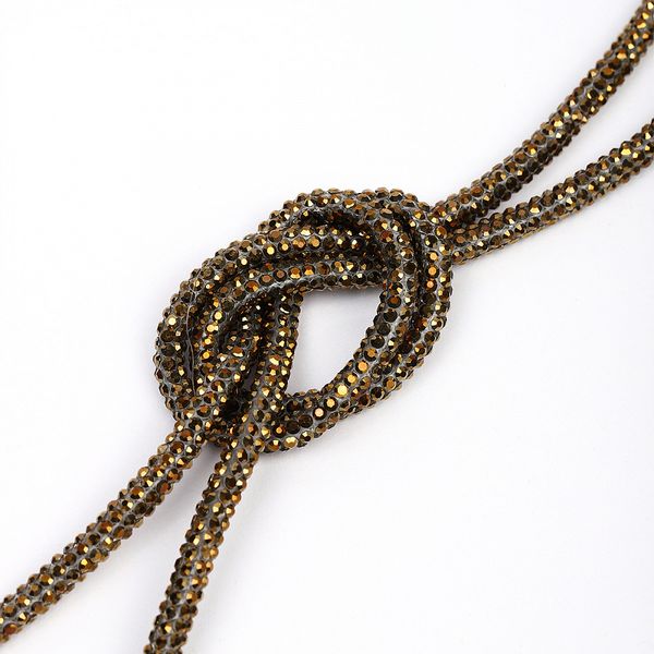 Шнурок для одежды со стразами ⌀4.0 мм, 130см TBY.1404 цв.золото уп.1шт